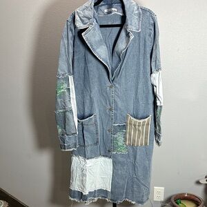Origami Patchwork Denim Jacket with Mixed Colors - NWOT
